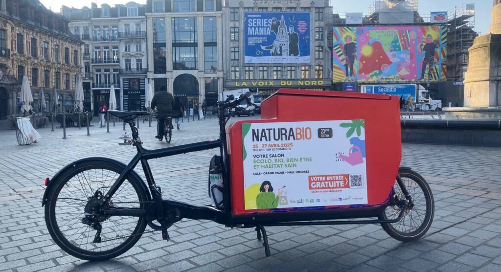 Vélo publicitaire pour le salon Naturabio.
