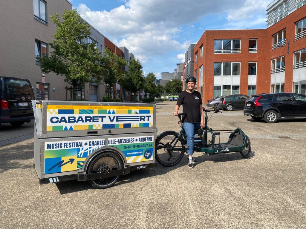 Vélo publicitaire à Bruxelles pour le festival cabaret vert.